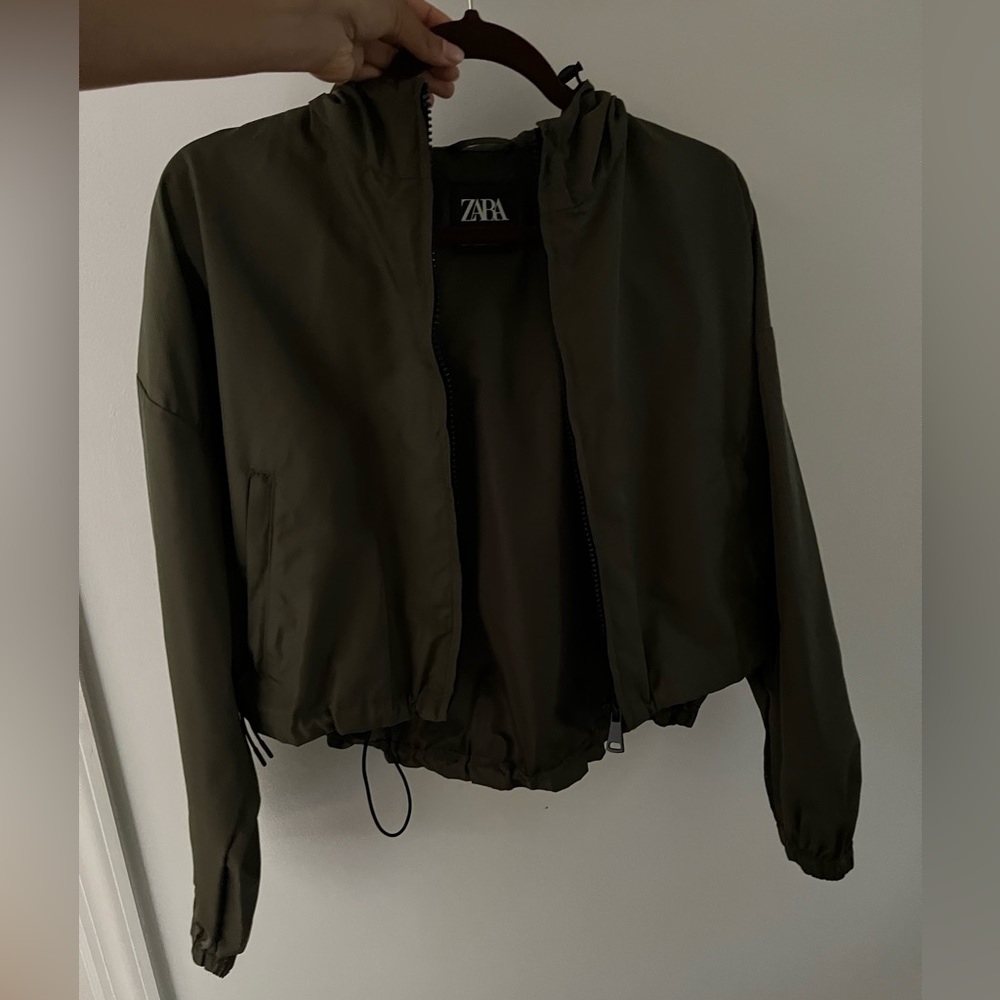 Zara cropped green jacket